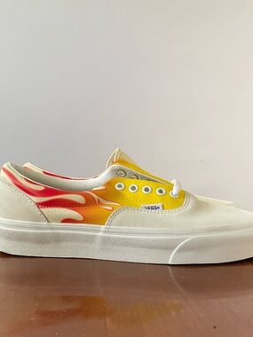 Vans Era Flame Print Yellow/White Canvas Sneakers | US 8.5